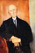 Amedeo Modigliani Seated man with orange background painting